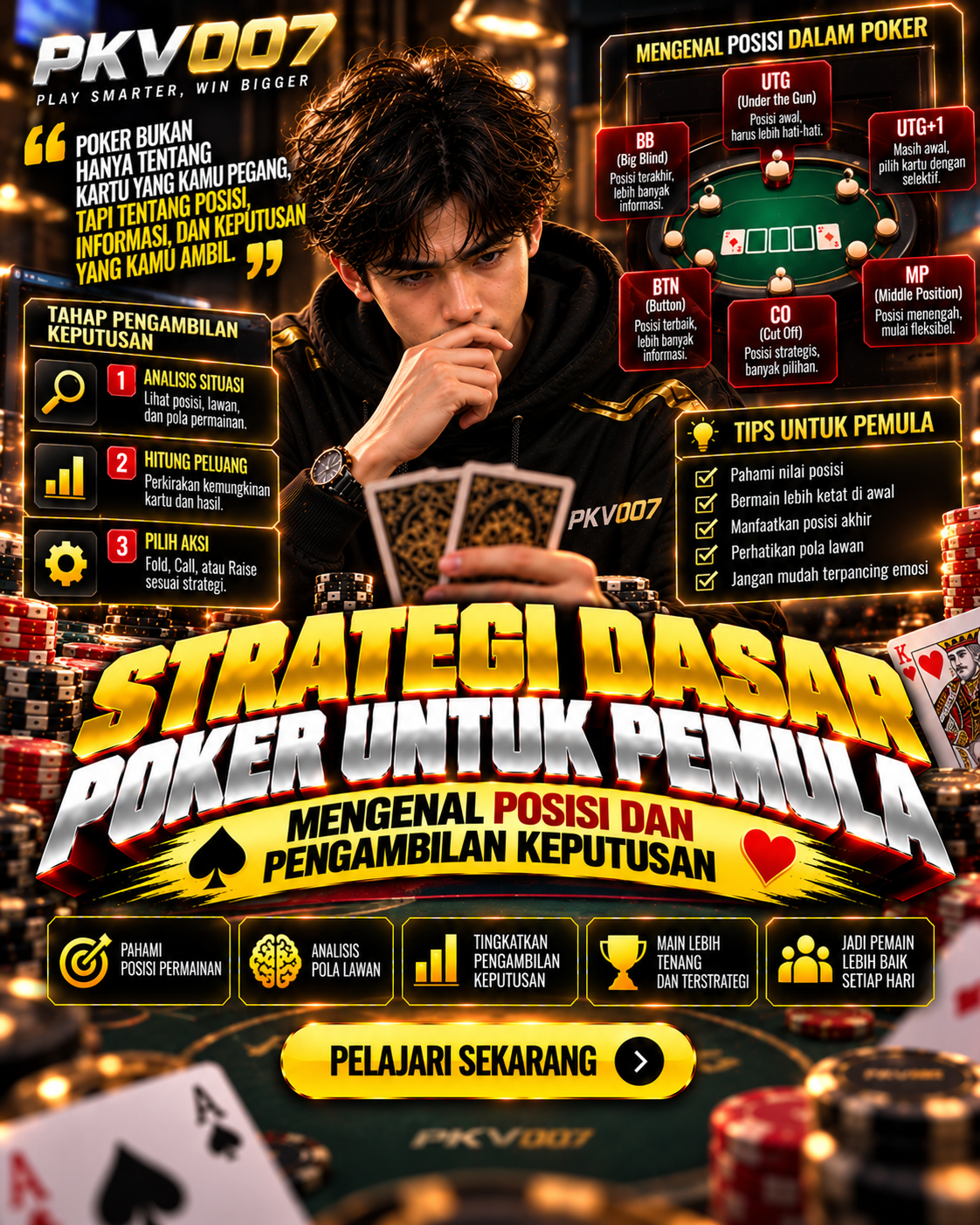 Strategi Dasar Poker untuk Pemula: Mengenal Posisi dan Pengambilan Keputusan